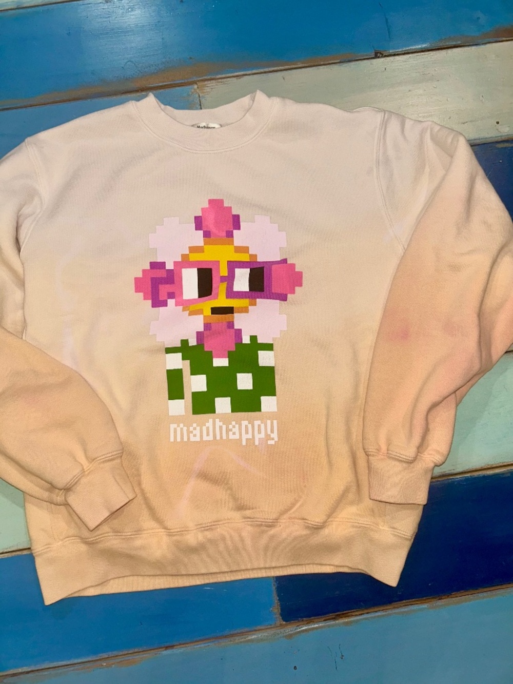 Madhappy Pixel Flower Gradient Ombré Sweatshirt Size Small
